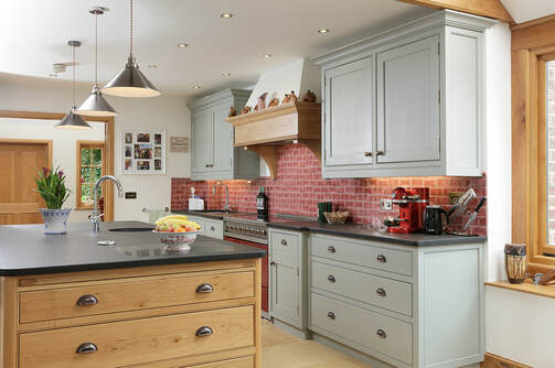 Hand painted kitchen solid oak
