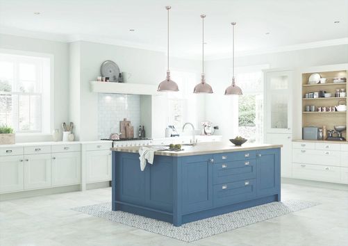 Blue painted traditional shaker kitchen 