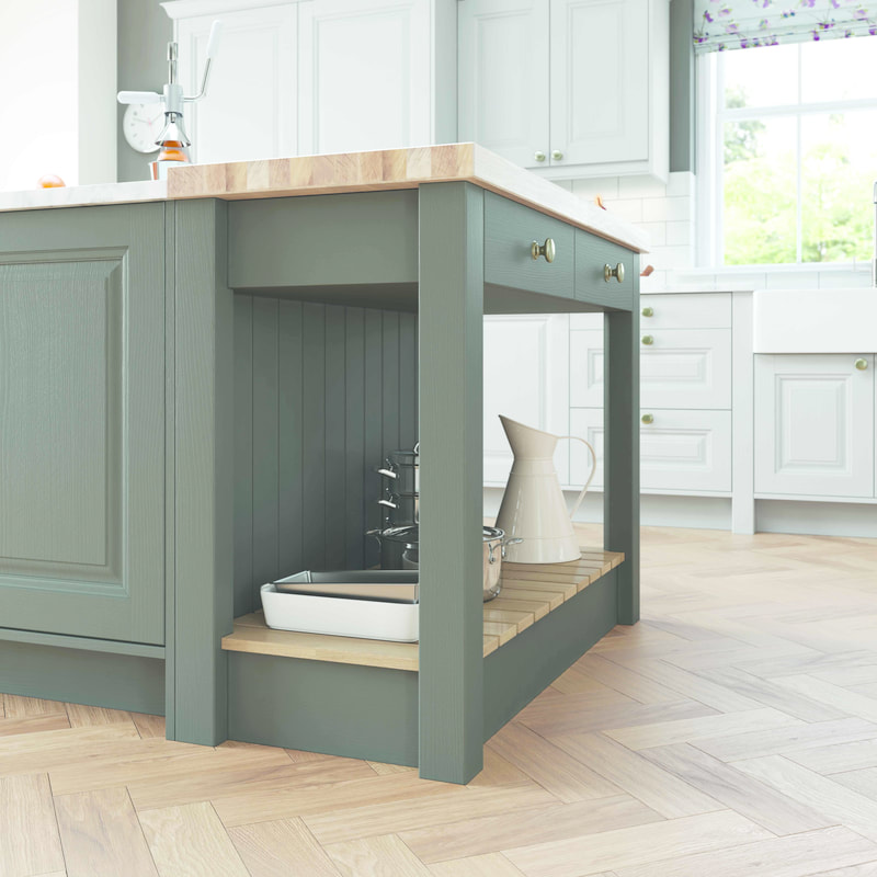 Sage painted rustic kitchen