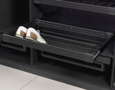 Pull out fitted bedroom shoe rail storage